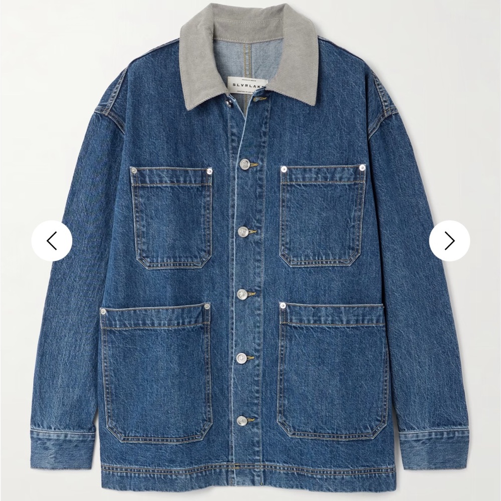 SLVRLAKE Blue Jean Jacket with Gray Collar